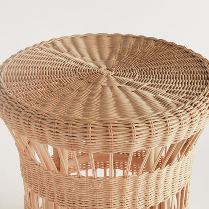 Ashton Rattan Side Table - Coastal Handwoven Fitrit Rattan Accent Table, Beach House Living Room Furniture