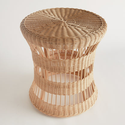 Ashton Rattan Side Table - Coastal Handwoven Fitrit Rattan Accent Table, Beach House Living Room Furniture