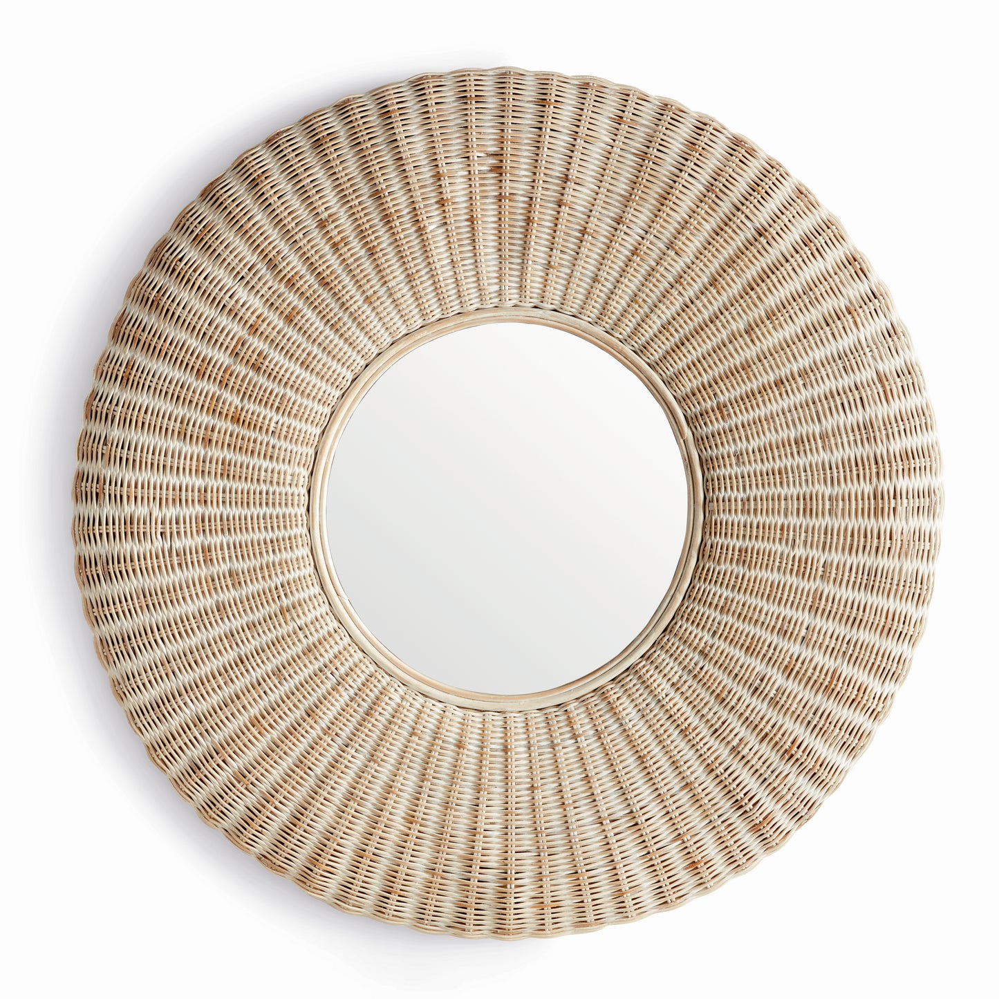 Whitehall Rattan Mirror – Large 44" Round Whitewash