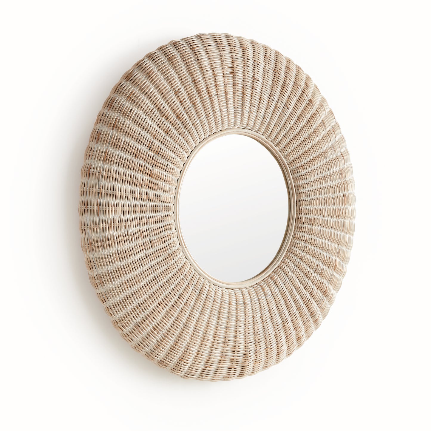 Whitehall Rattan Mirror – Large 44" Round Whitewash