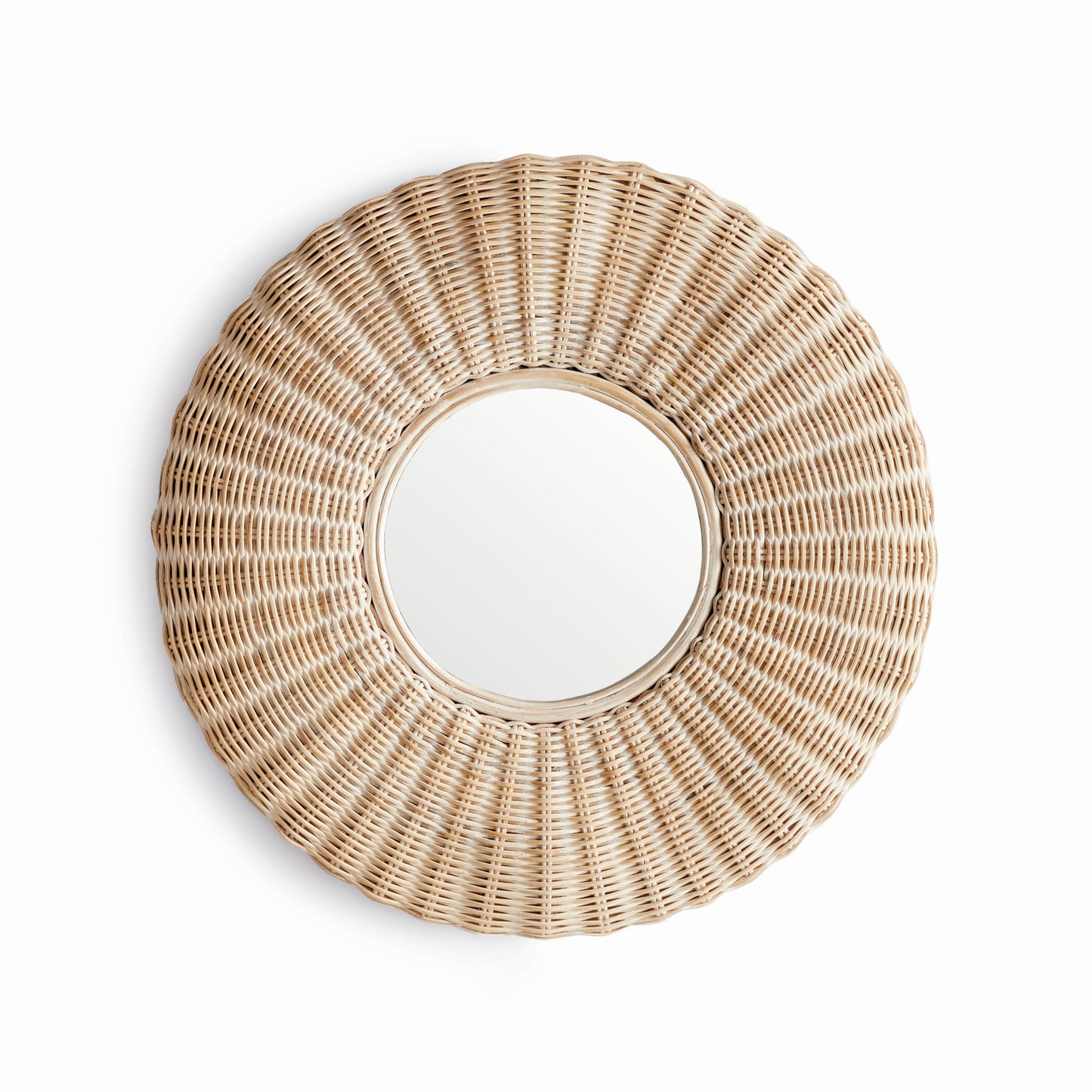 Whitehall Rattan Mirror – Small 28" Round Whitewash