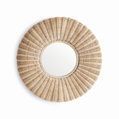 Whitehall Rattan Mirror – Small 28" Round Whitewash