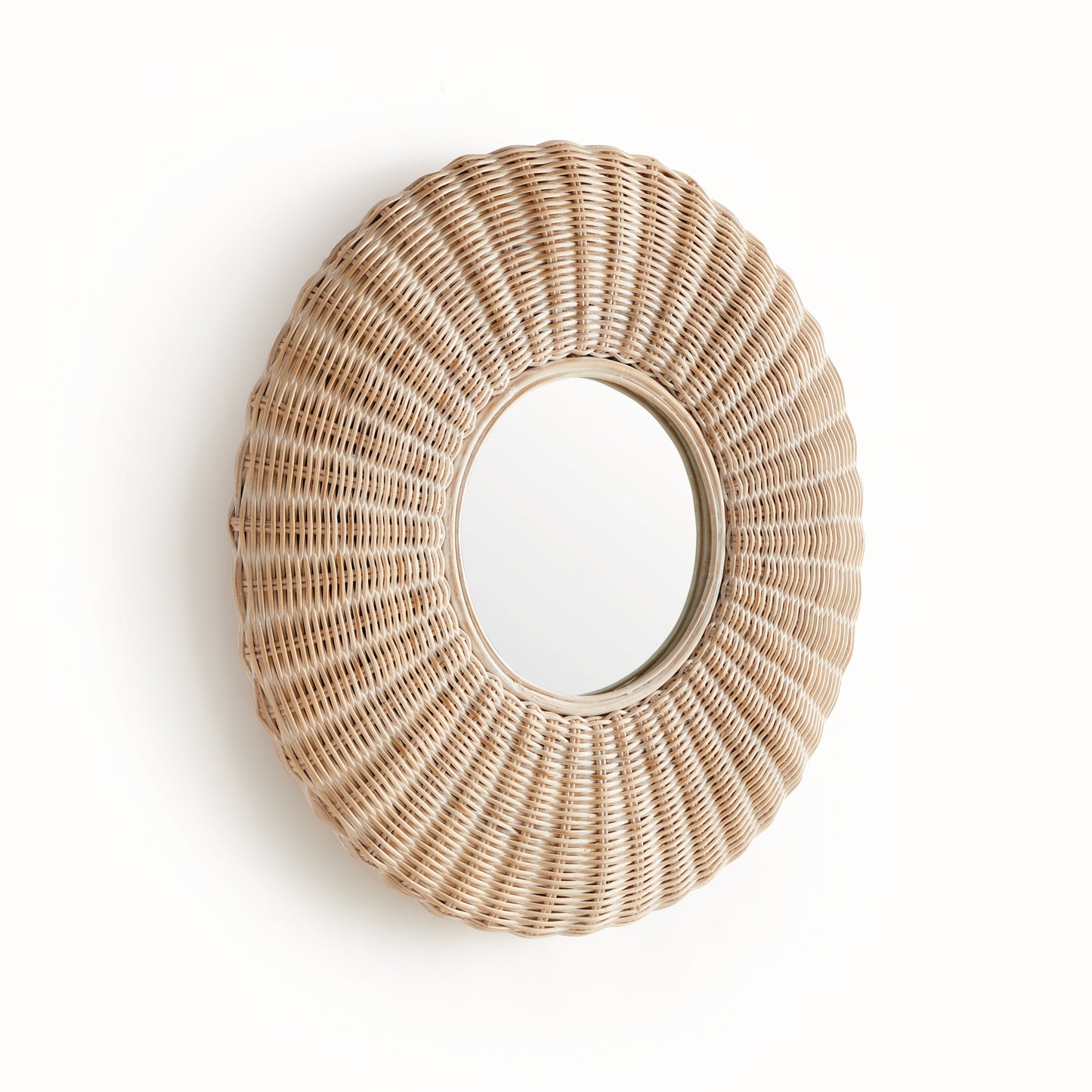 Whitehall Rattan Mirror – Small 28" Round Whitewash