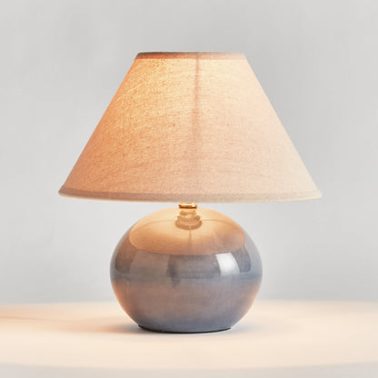 Charlie Mini Lamp - Coastal Blue Crackle Glaze Ceramic Table Lamp, Beach House Bedroom & Office Lighting