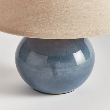 Charlie Mini Lamp - Coastal Blue Crackle Glaze Ceramic Table Lamp, Beach House Bedroom & Office Lighting