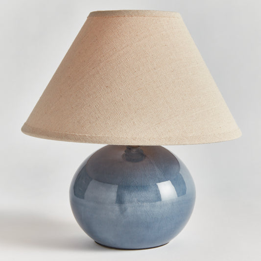 Charlie Mini Lamp - Coastal Blue Crackle Glaze Ceramic Table Lamp, Beach House Bedroom & Office Lighting