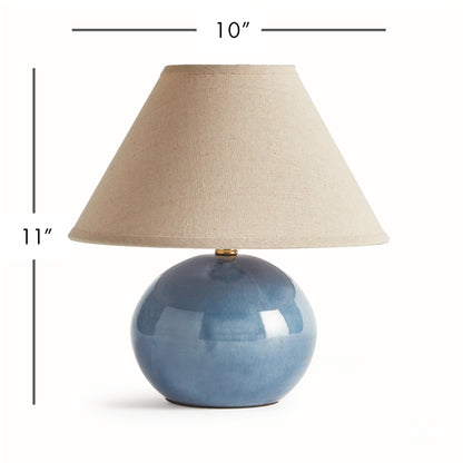 Charlie Mini Lamp - Coastal Blue Crackle Glaze Ceramic Table Lamp, Beach House Bedroom & Office Lighting