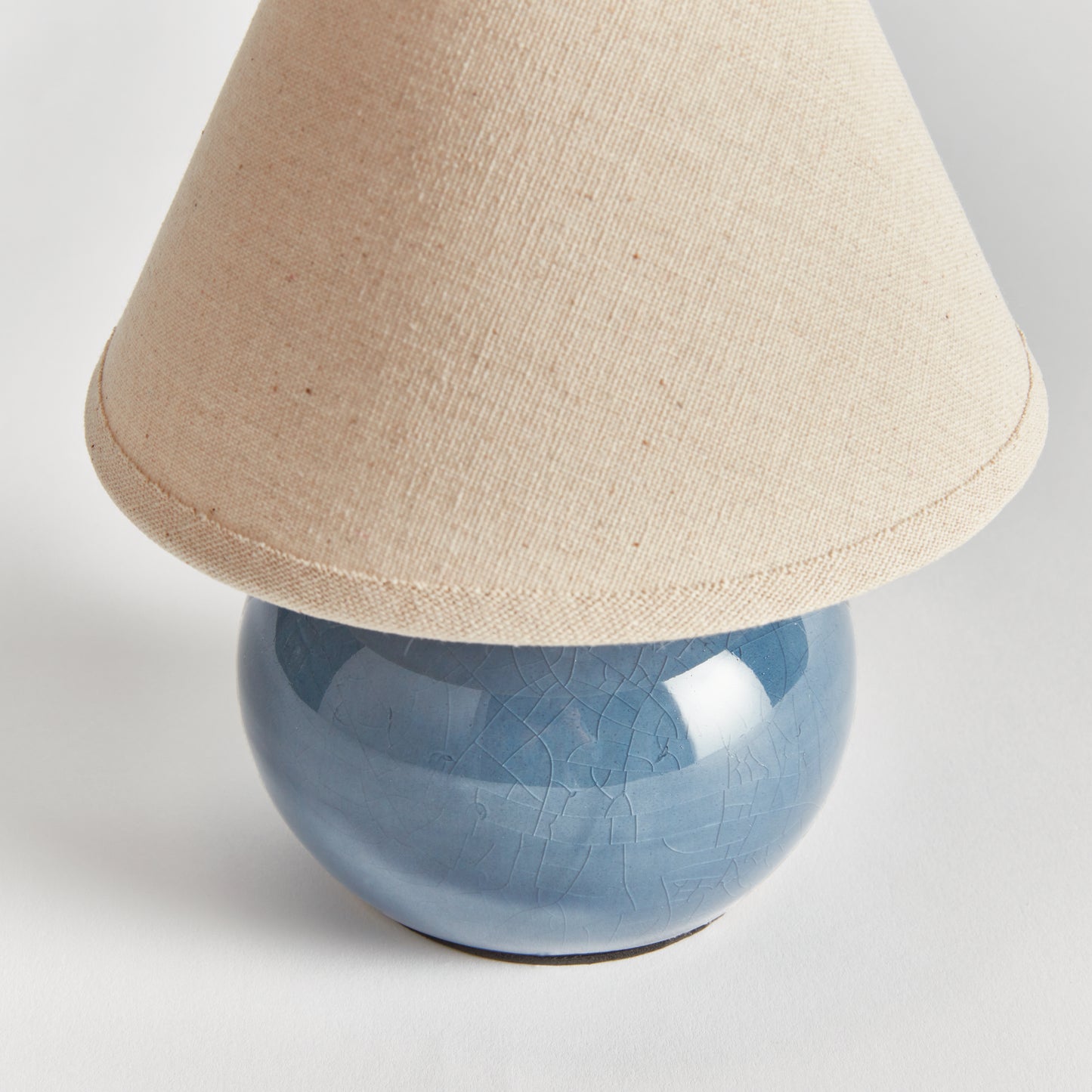 Oscar Mini Lamp - Coastal Blue Glazed Ceramic Mini Table Lamp with Linen Shade, Beach House Decor & Lighting