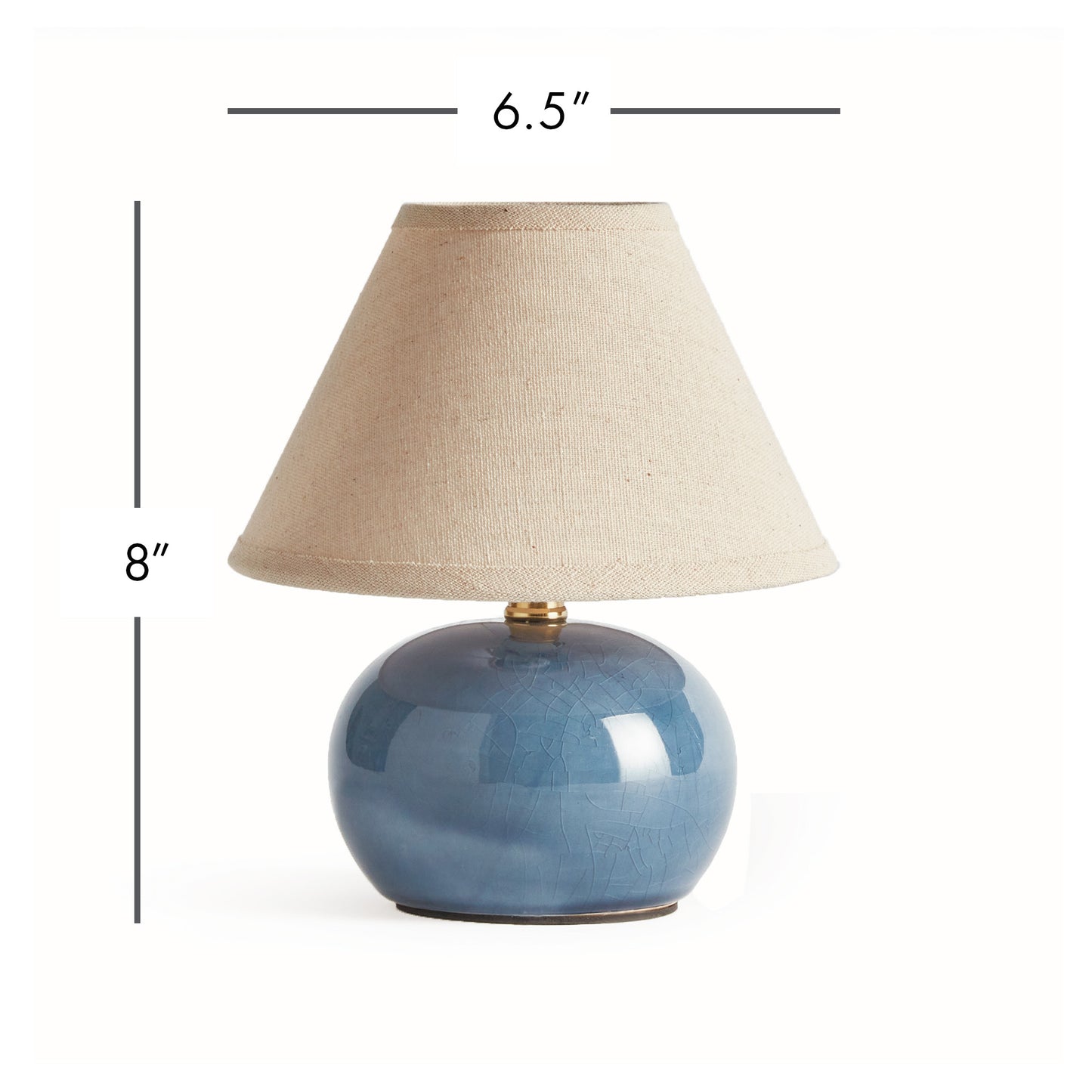 Oscar Mini Lamp - Coastal Blue Glazed Ceramic Mini Table Lamp with Linen Shade, Beach House Decor & Lighting