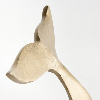Whale Tail Sculpture - Coastal Solid Aluminum Whale Tail Shelf Accent, Beach House Decor