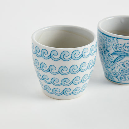 Monarch Mini Flower Pots Set of 6 - Coastal Hand-Painted Chinoiserie Porcelain Mini Pots