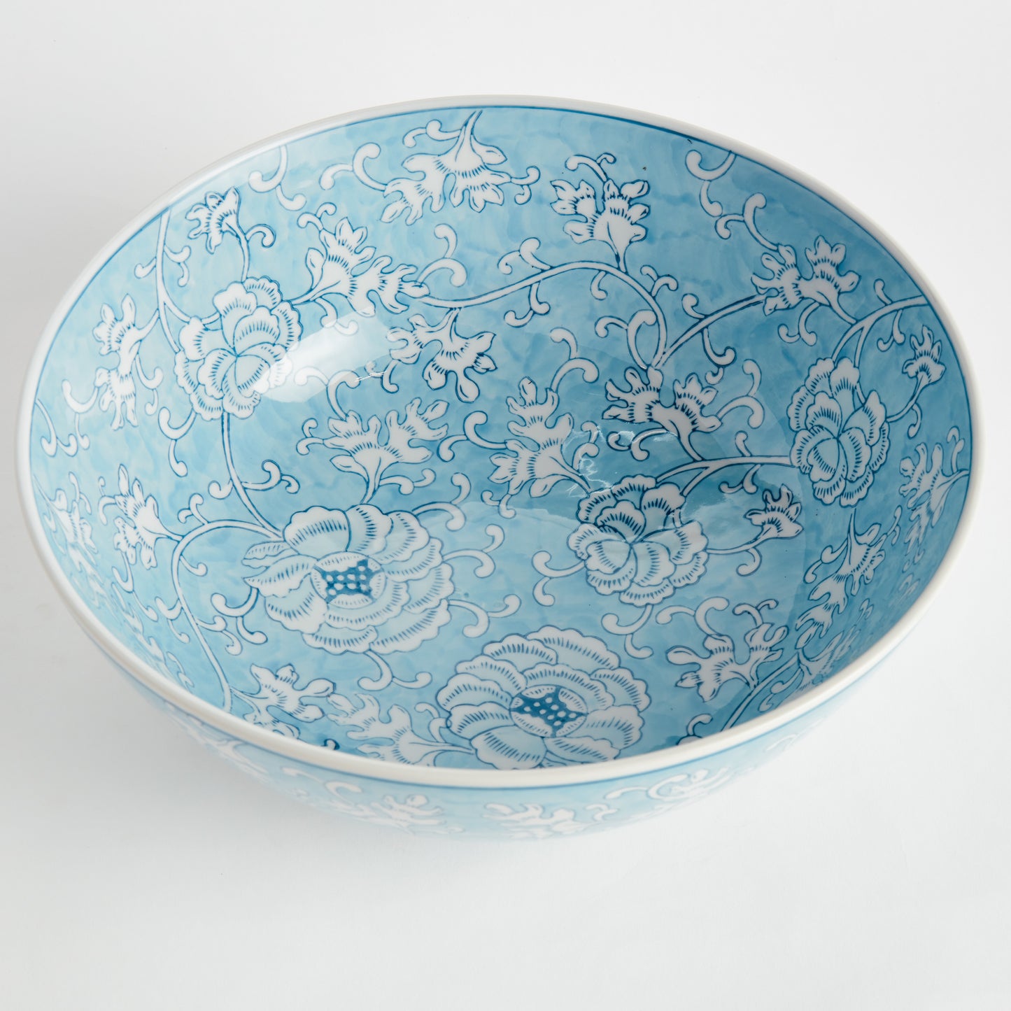 Monarch Lotus Decorative Bowl - Coastal Hand-Painted Chinoiserie Porcelain Decorative Bowl, Beach House Decor