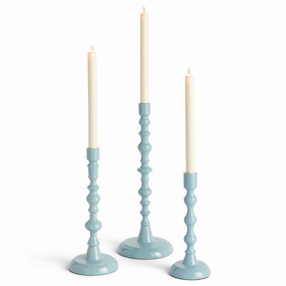 Rosina Taper Holders, Set of 3, Prussian Blue
