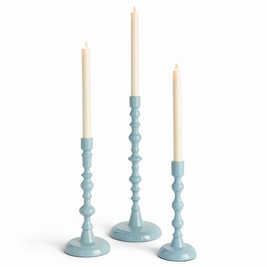 Rosina Taper Holders, Set of 3, Prussian Blue