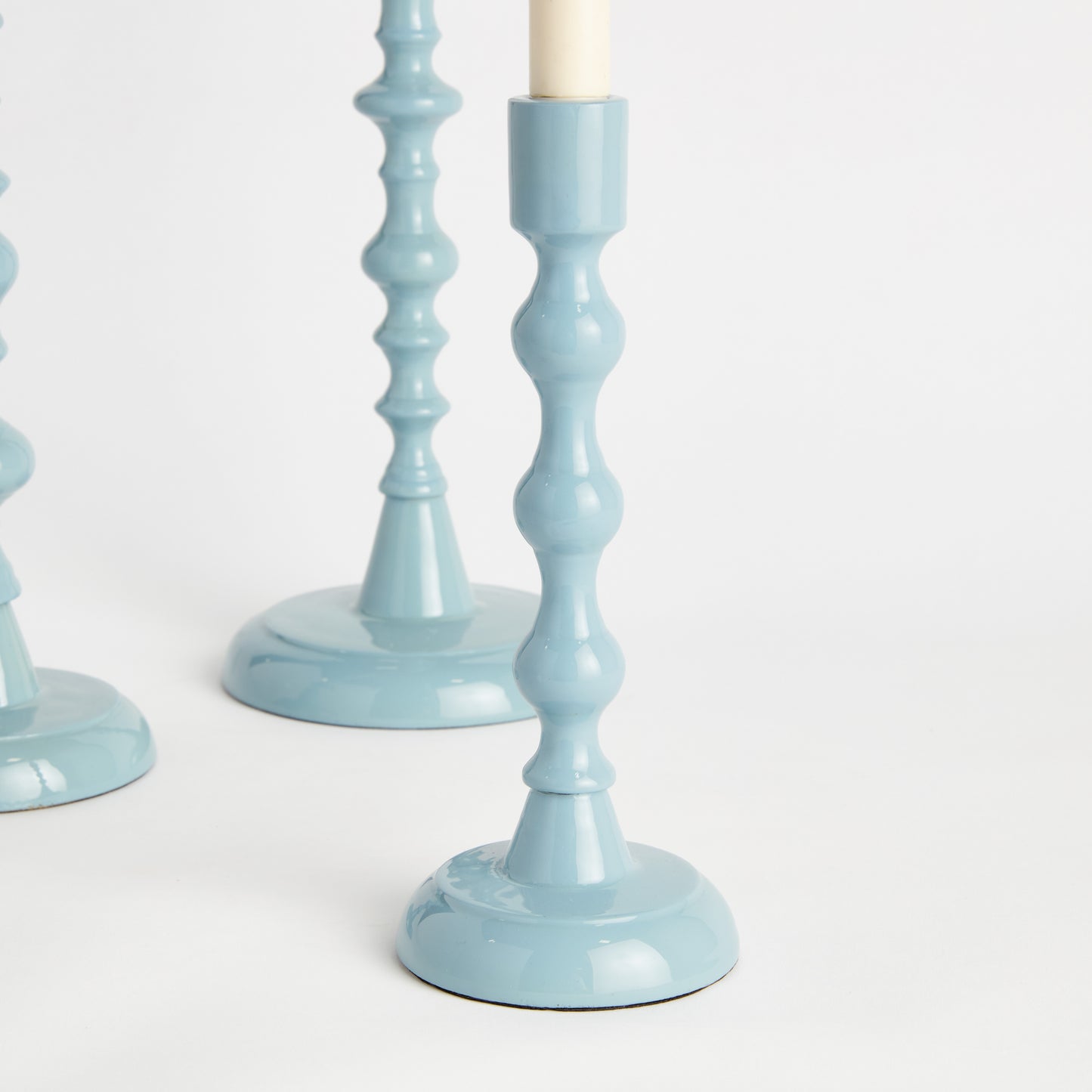Rosina Taper Holders, Set of 3, Prussian Blue