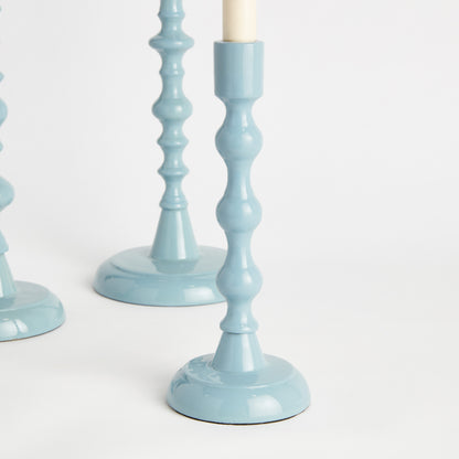 Rosina Taper Holders, Set of 3, Prussian Blue