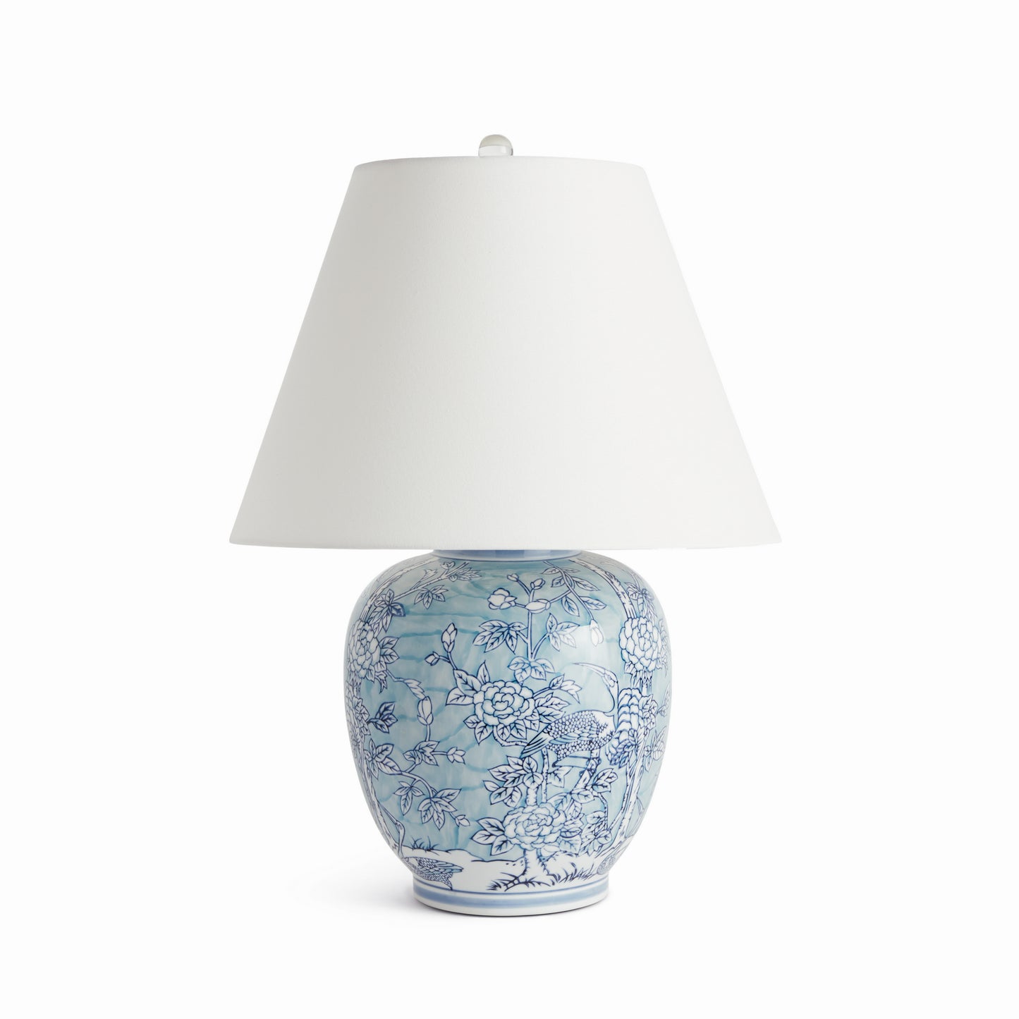 Hanni Chinoiserie Lamp - Coastal Blue & White Hand-Painted Porcelain Table Lamp, Beach House Lighting Decor