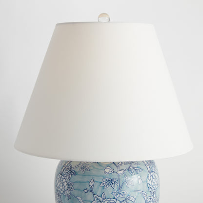 Hanni Chinoiserie Lamp - Coastal Blue & White Hand-Painted Porcelain Table Lamp, Beach House Lighting Decor