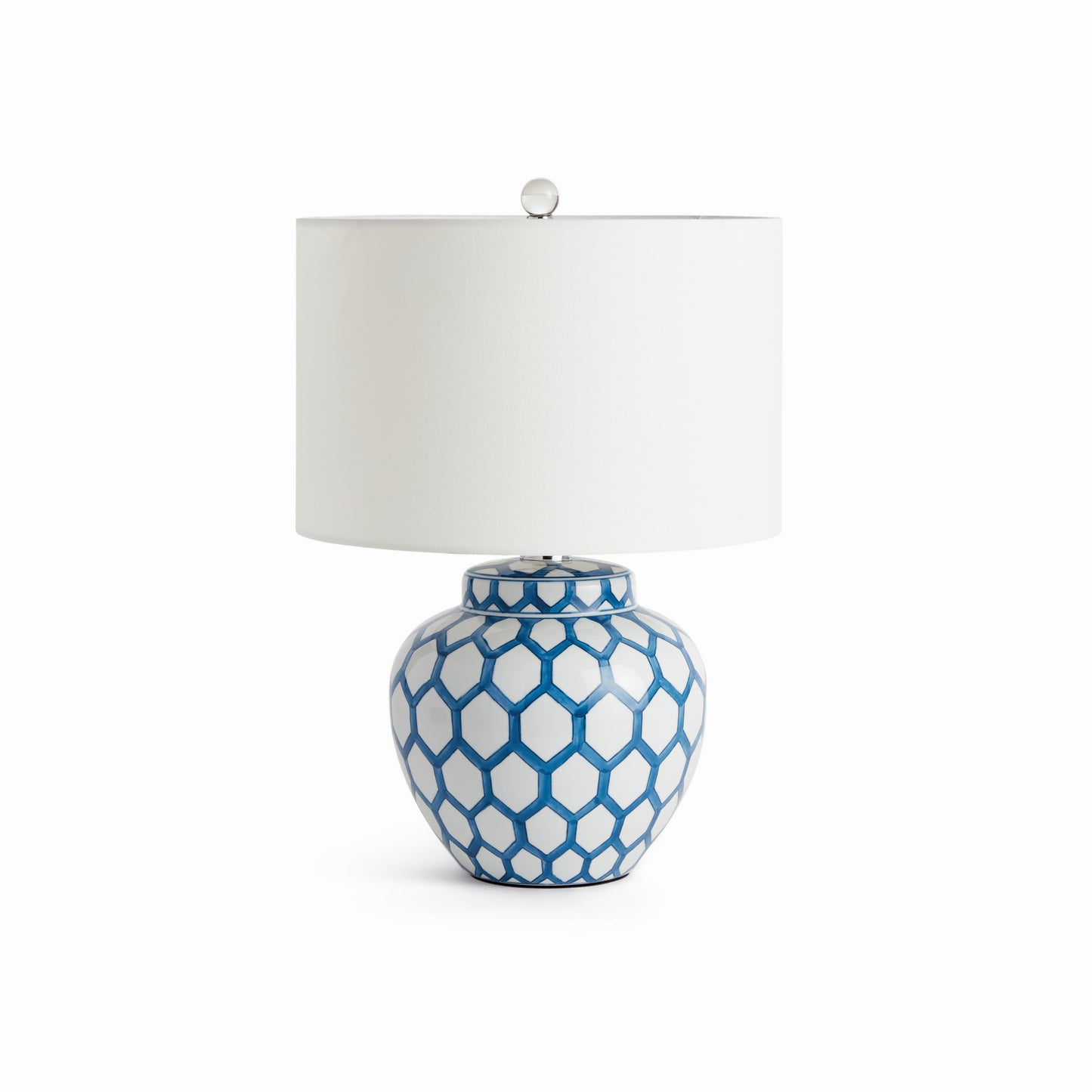 Christine Chinoiserie Lamp - Coastal Blue & White Hand-Painted Porcelain Table Lamp, Beach House Lighting Decor