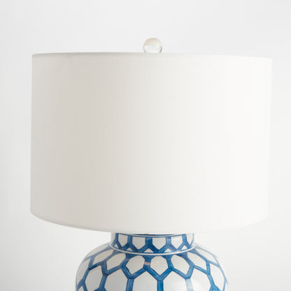 Christine Chinoiserie Lamp - Coastal Blue & White Hand-Painted Porcelain Table Lamp, Beach House Lighting Decor