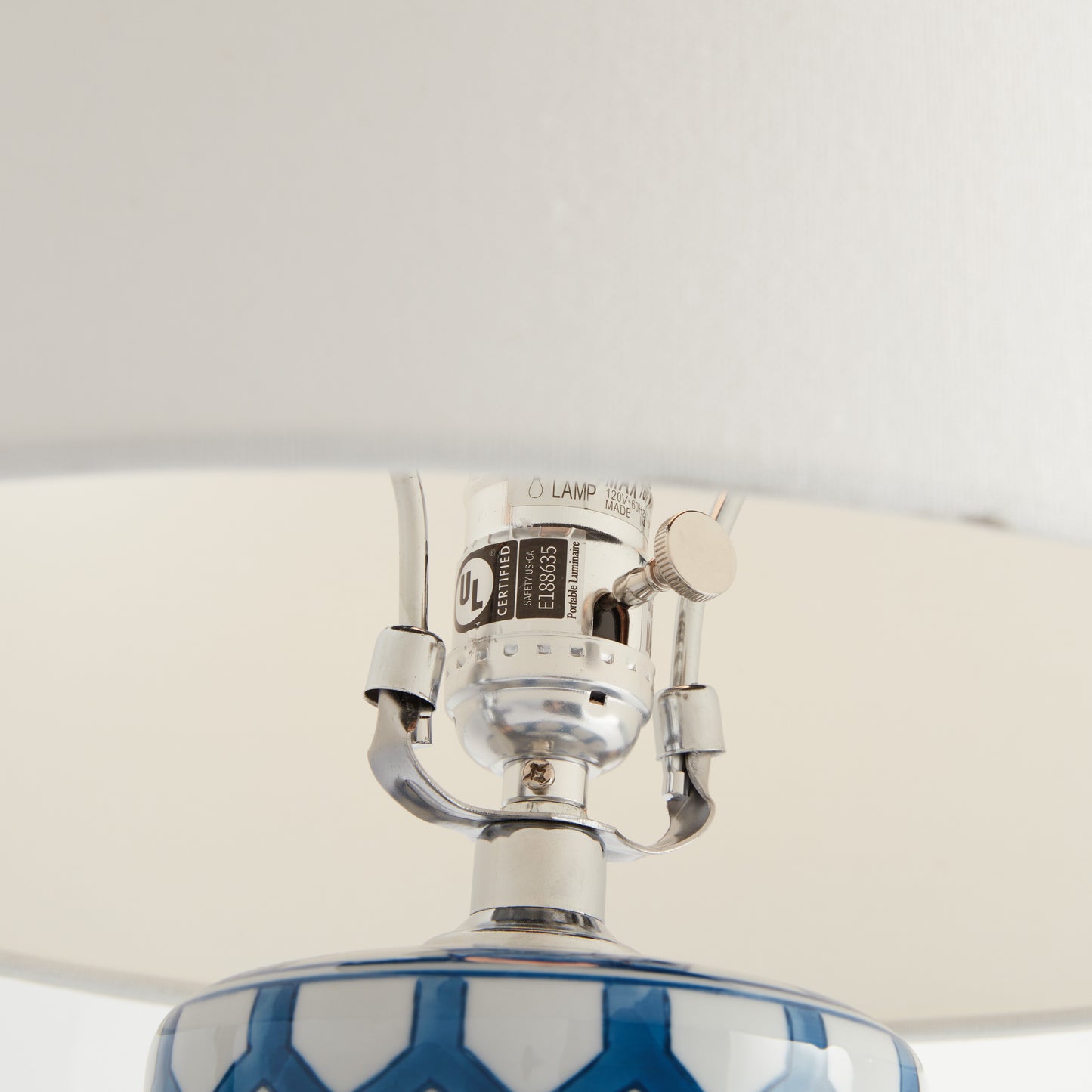 Christine Chinoiserie Lamp - Coastal Blue & White Hand-Painted Porcelain Table Lamp, Beach House Lighting Decor