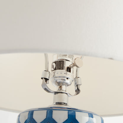 Christine Chinoiserie Lamp - Coastal Blue & White Hand-Painted Porcelain Table Lamp, Beach House Lighting Decor