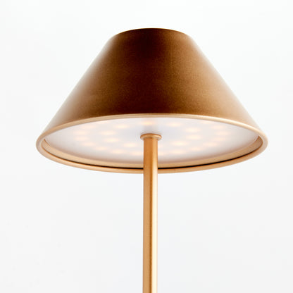 Alluna Cordless LED Lamp 14" - Coastal Champagne Gold Portable Table Lamp, Beach House Indoor & Porch Lighting