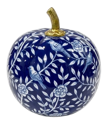 Navy Bird & Vine Silhouette Pumpkin