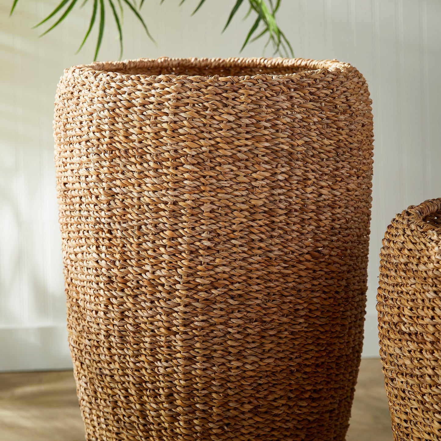 Seagrass Tall Round Planters, Set Of 2