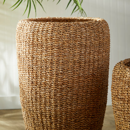 Seagrass Tall Round Planters, Set Of 2