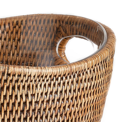 Rattan Wine Bucket Small - Coastal Woven Beverage Tub, Outdoor Entertaining