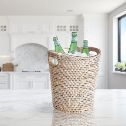 Rattan Wine Bucket Small - Coastal Woven Beverage Tub, Outdoor Entertaining