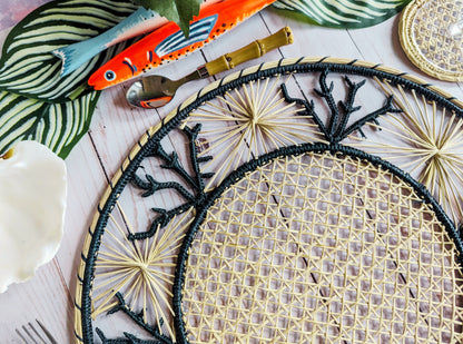 Coral Coastal Handwoven Iraca Placemat