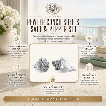 Pewter Conch Shells Salt & Pepper Set
