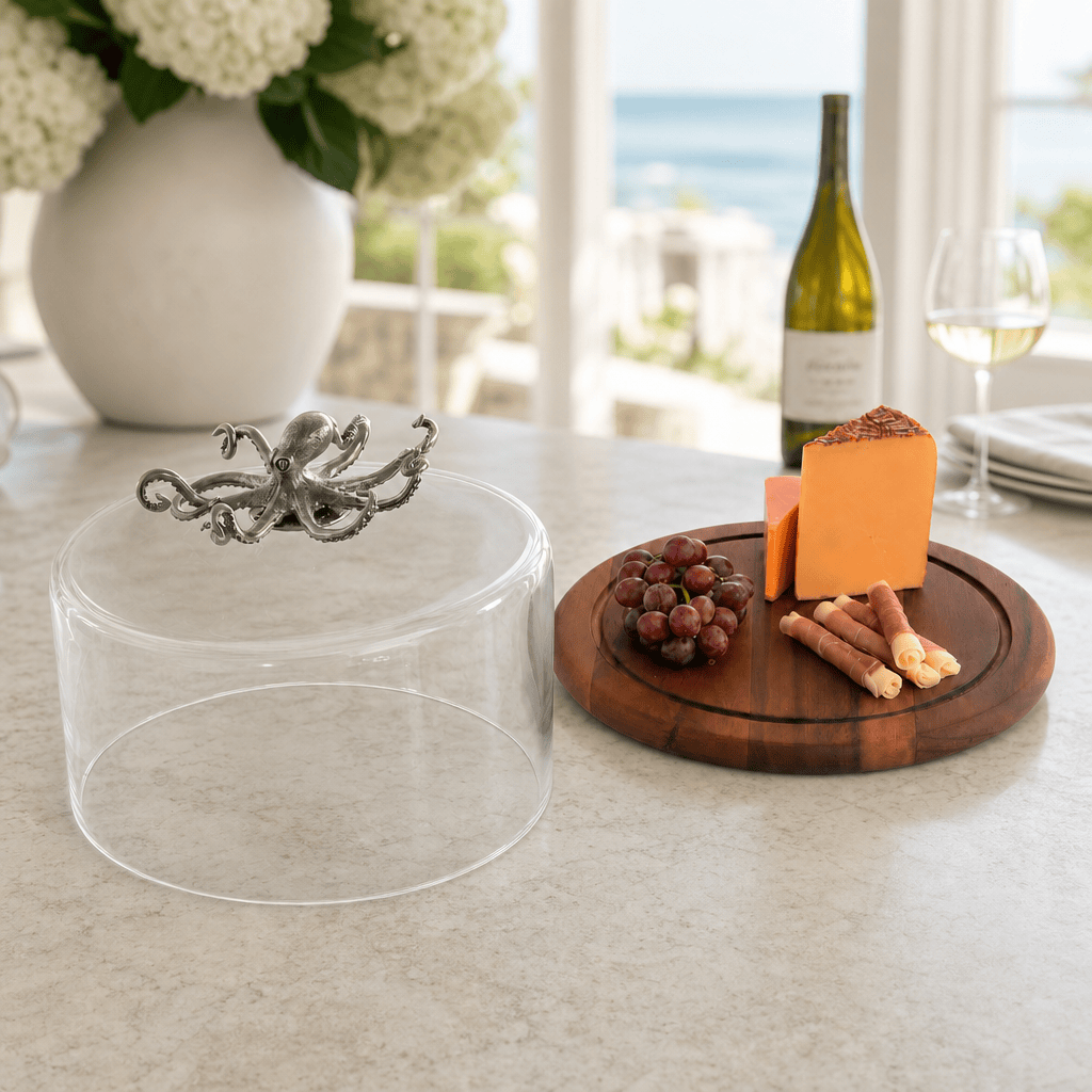 Octopus Glass Covered Cheese Wood Board