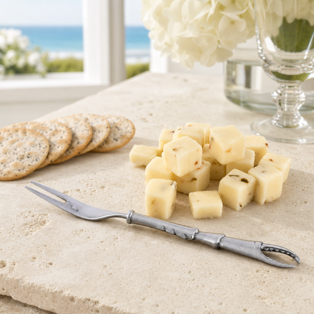 Crab Claw Hors d'Oeuvre Fork - Coastal Pewter Handle Appetizer Fork, Beach House Entertaining & Serveware