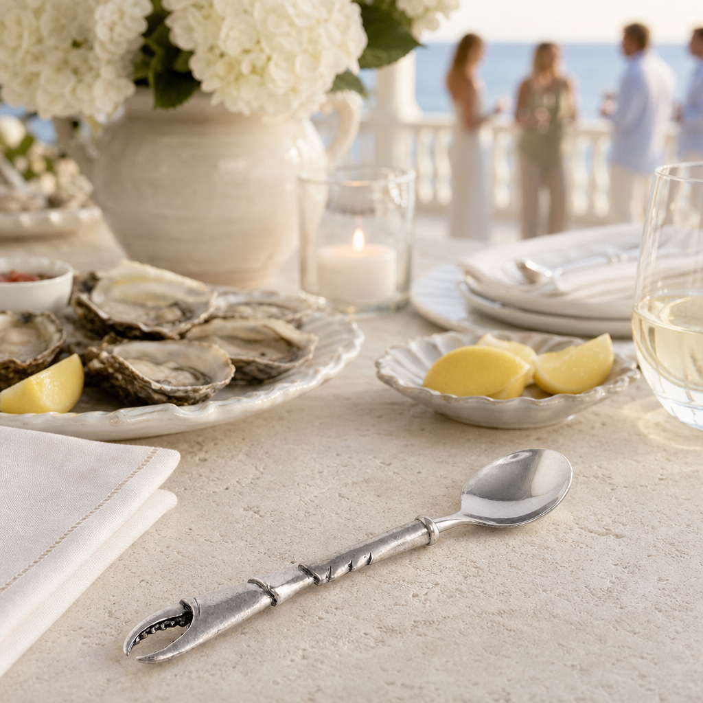 Crab Claw Serving Spoon - Coastal Pewter Handle Serving Spoon, Beach House Entertaining & Serveware