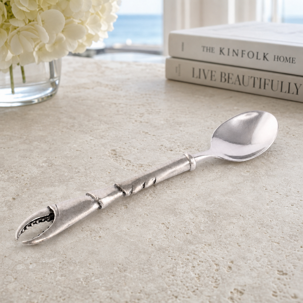 Crab Claw Serving Spoon - Coastal Pewter Handle Serving Spoon, Beach House Entertaining & Serveware