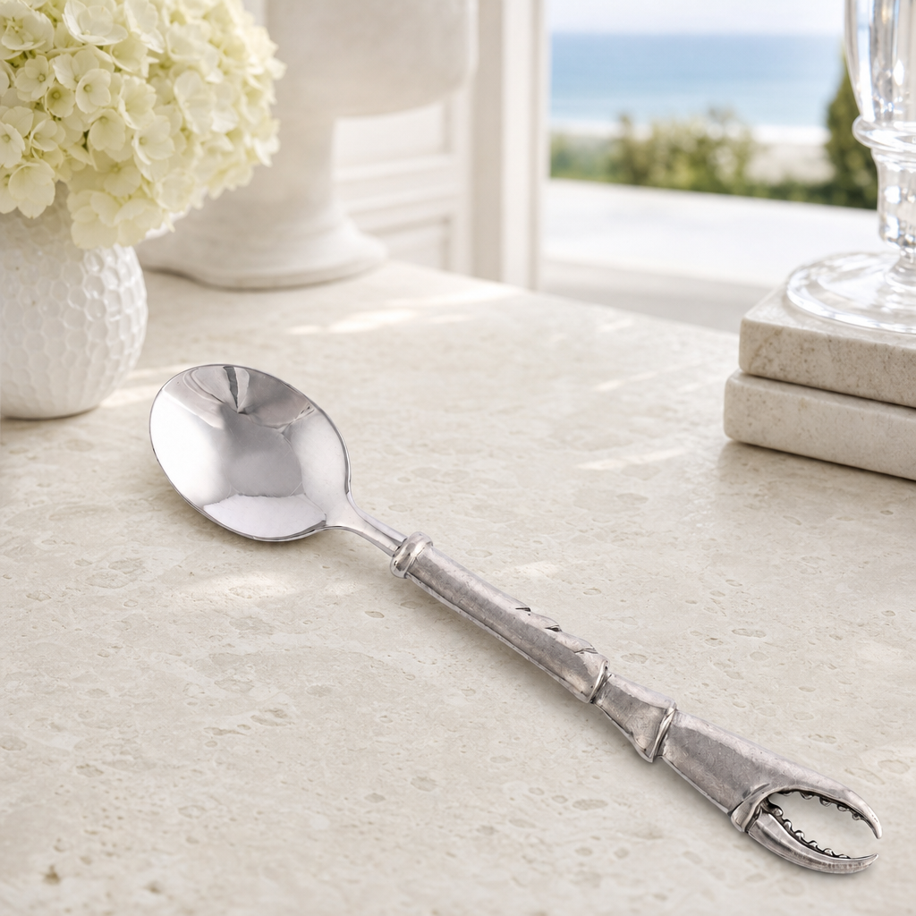 Crab Claw Serving Spoon - Coastal Pewter Handle Serving Spoon, Beach House Entertaining & Serveware