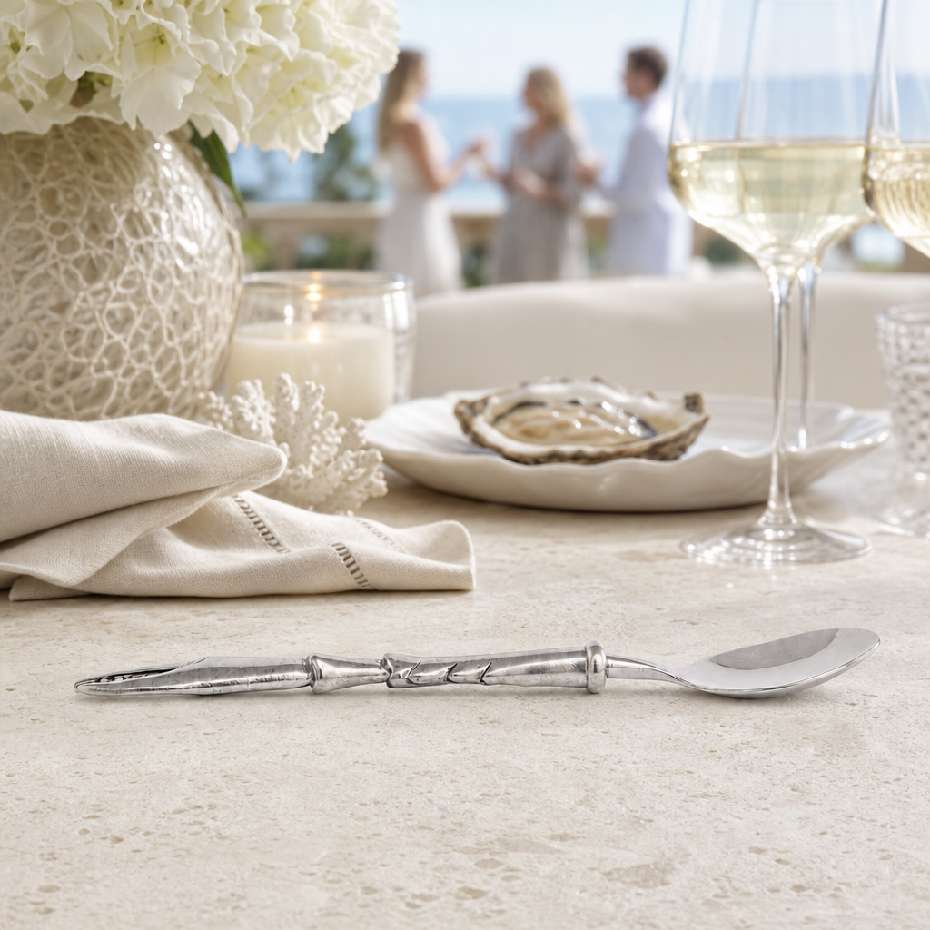 Crab Claw Serving Spoon - Coastal Pewter Handle Serving Spoon, Beach House Entertaining & Serveware