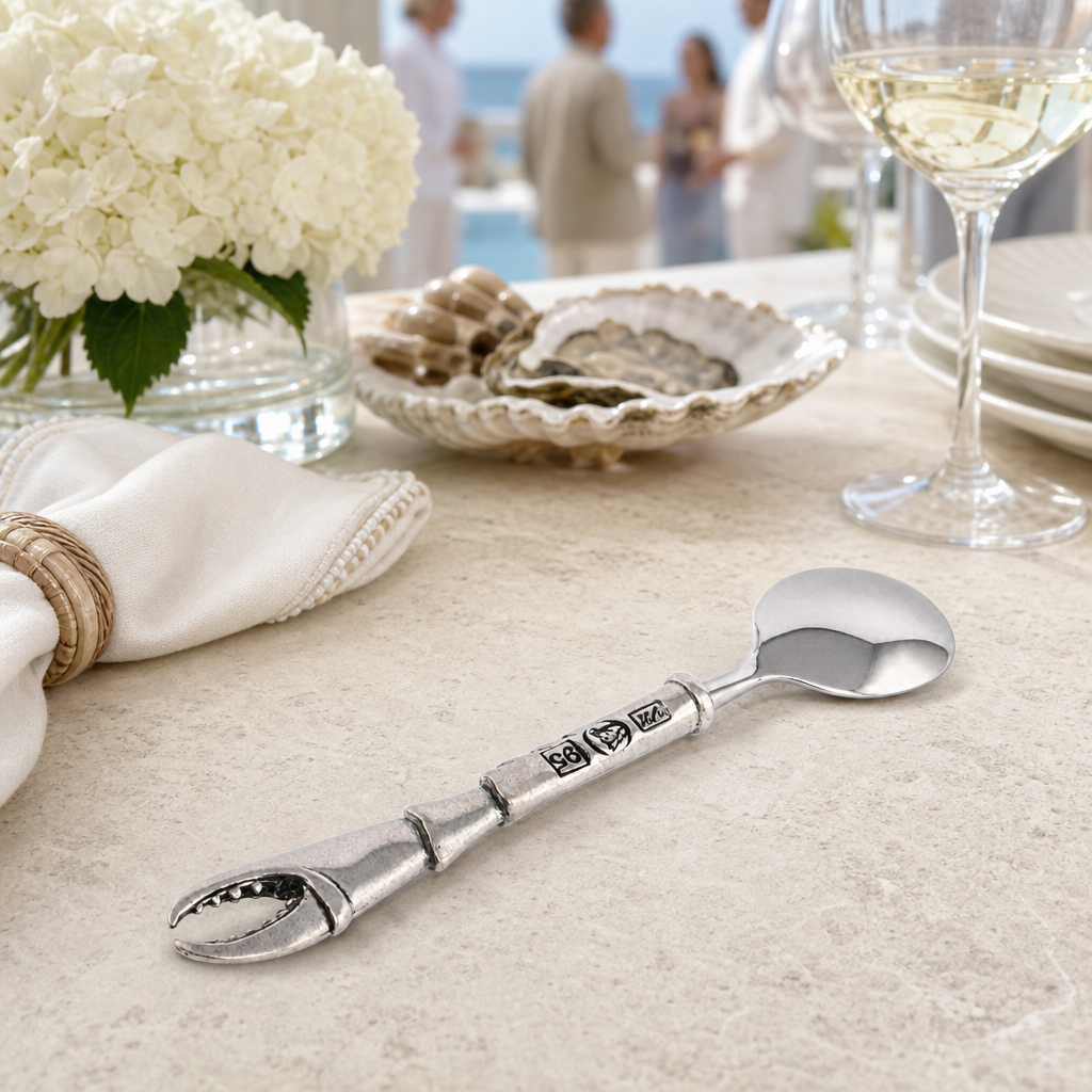 Crab Claw Serving Spoon - Coastal Pewter Handle Serving Spoon, Beach House Entertaining & Serveware