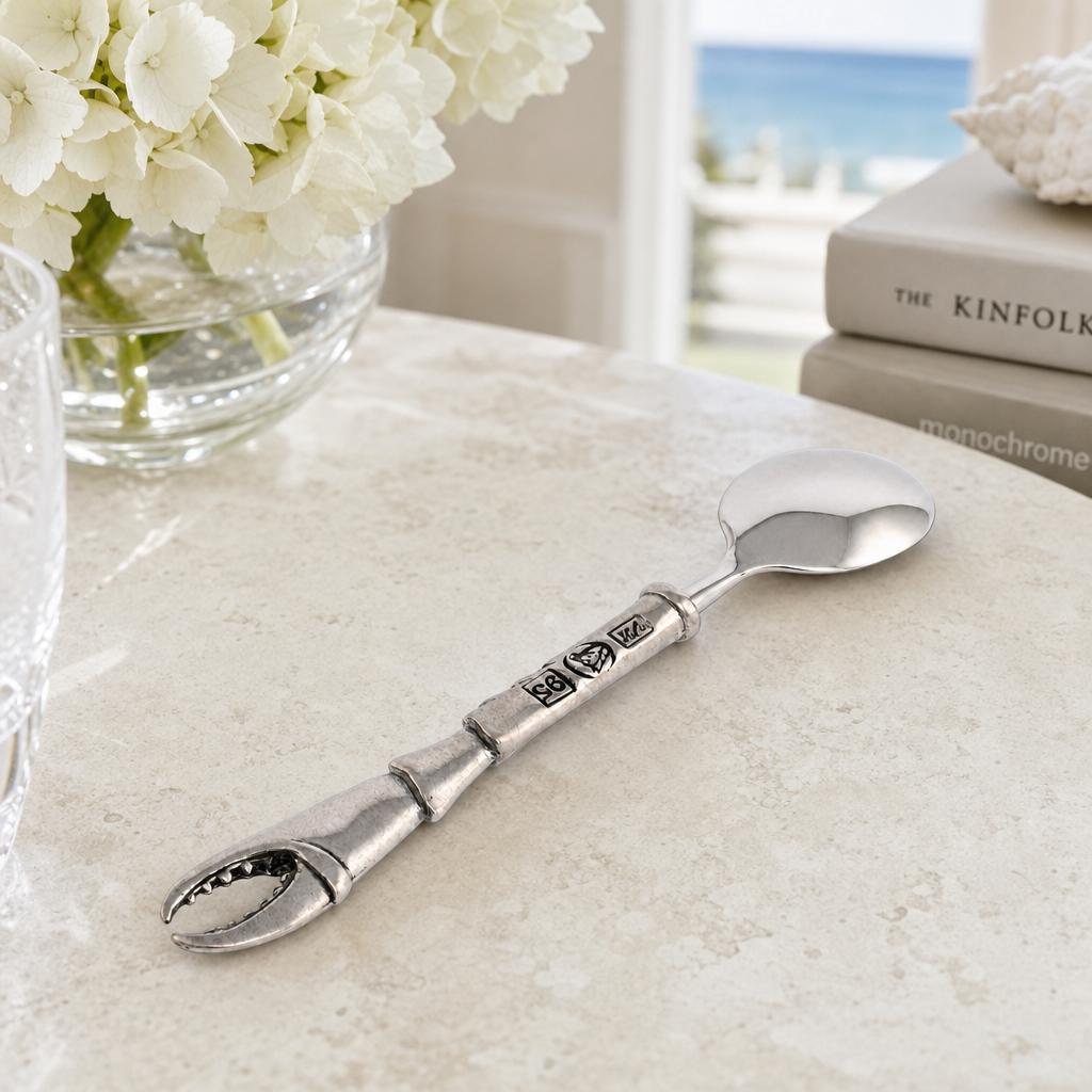 Crab Claw Serving Spoon - Coastal Pewter Handle Serving Spoon, Beach House Entertaining & Serveware