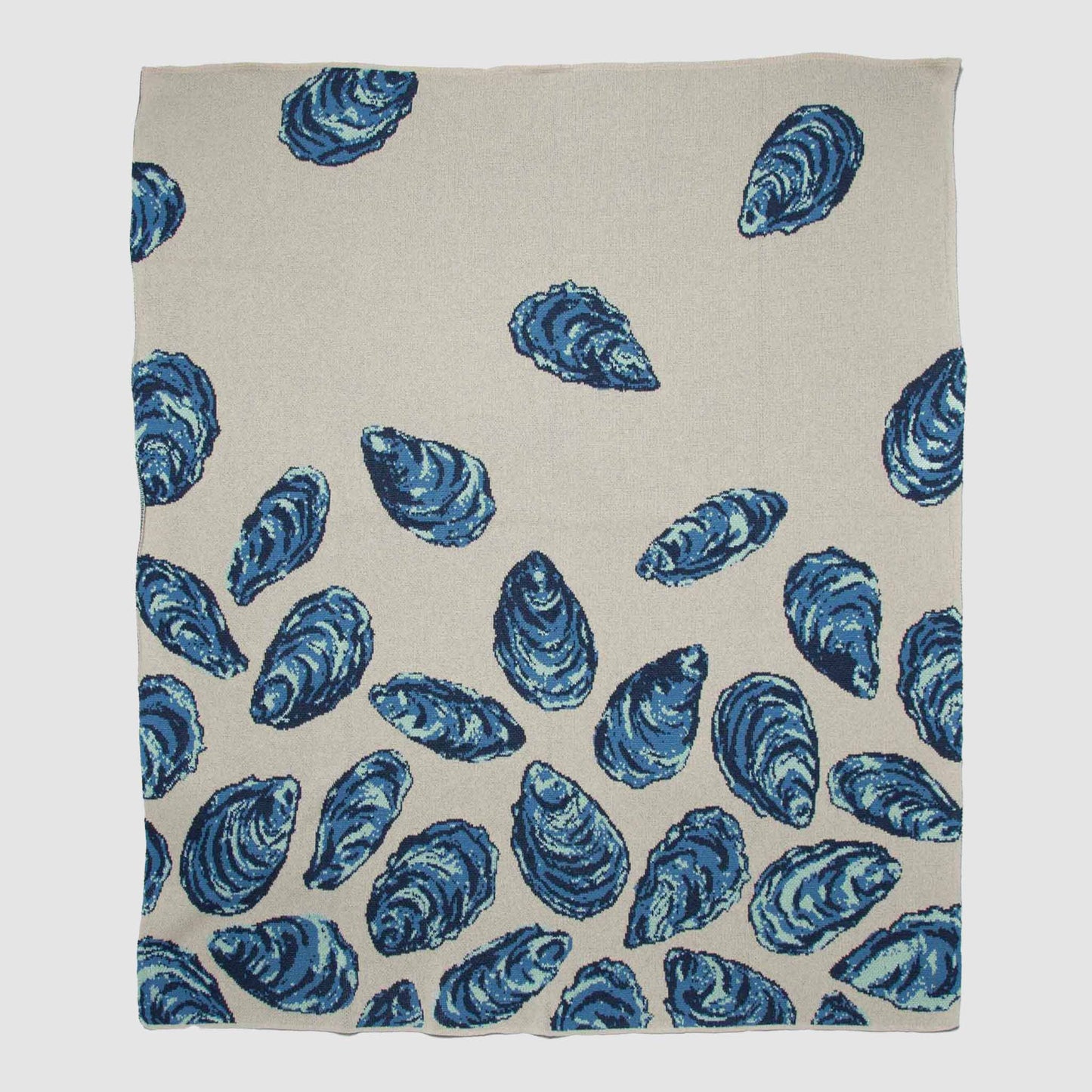 Cotton Sustainable Knit Throw Blanket - Coastal Oyster Pattern, Beach House Decor