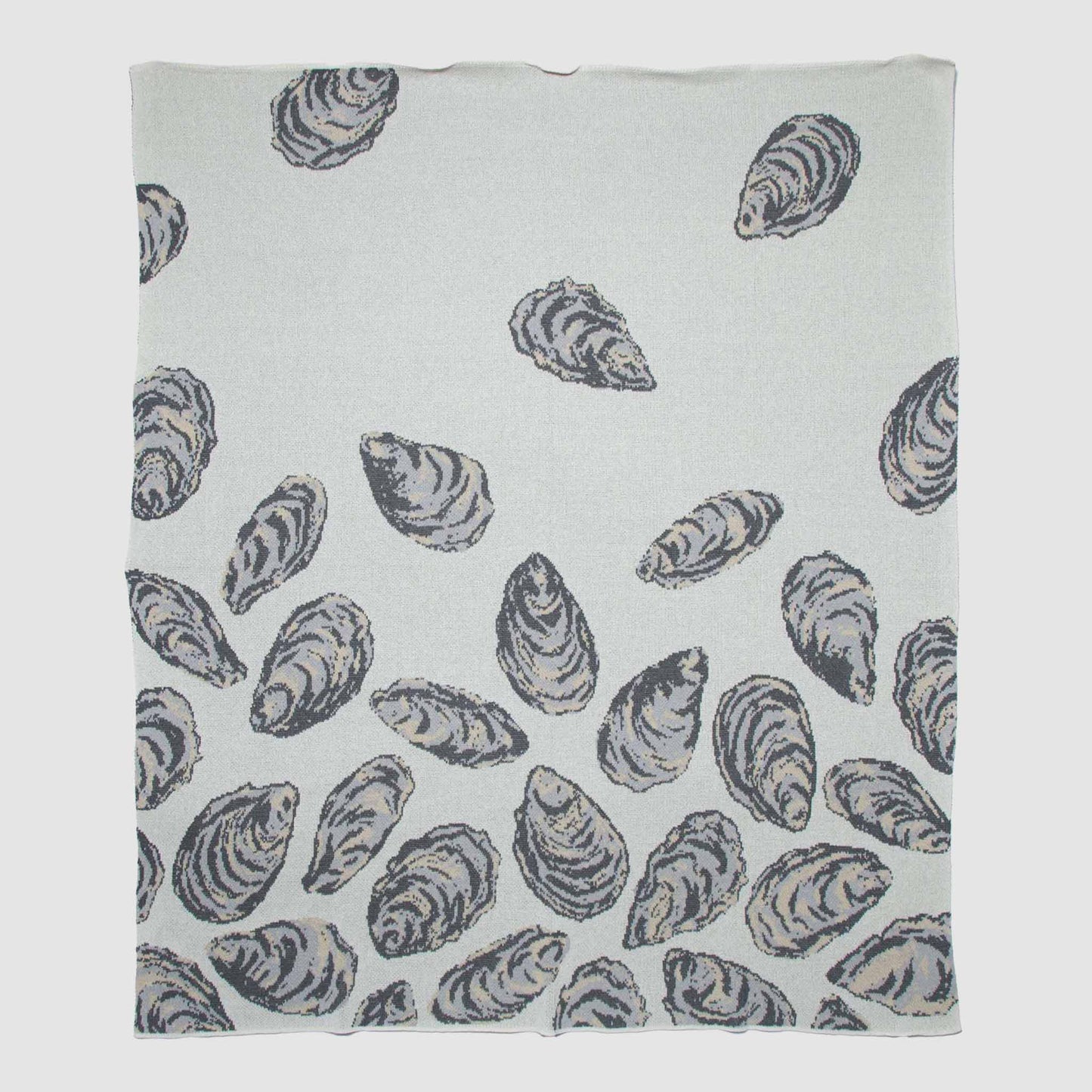 Cotton Sustainable Knit Throw Blanket - Coastal Oyster Pattern, Beach House Decor