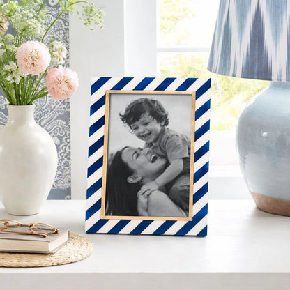 Halo Gondola Blue White Resin & Brass Inlay Picture Frames