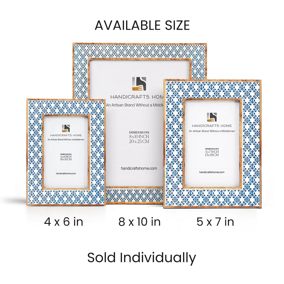 Rhythm Diamond Picture Frame Blue Resin Inlay 4x6 5x7 8x10
