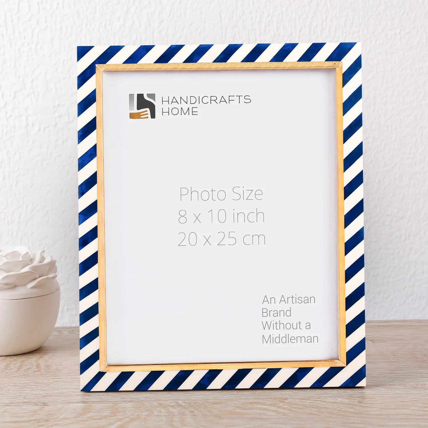 Halo Gondola Blue White Resin & Brass Inlay Picture Frames