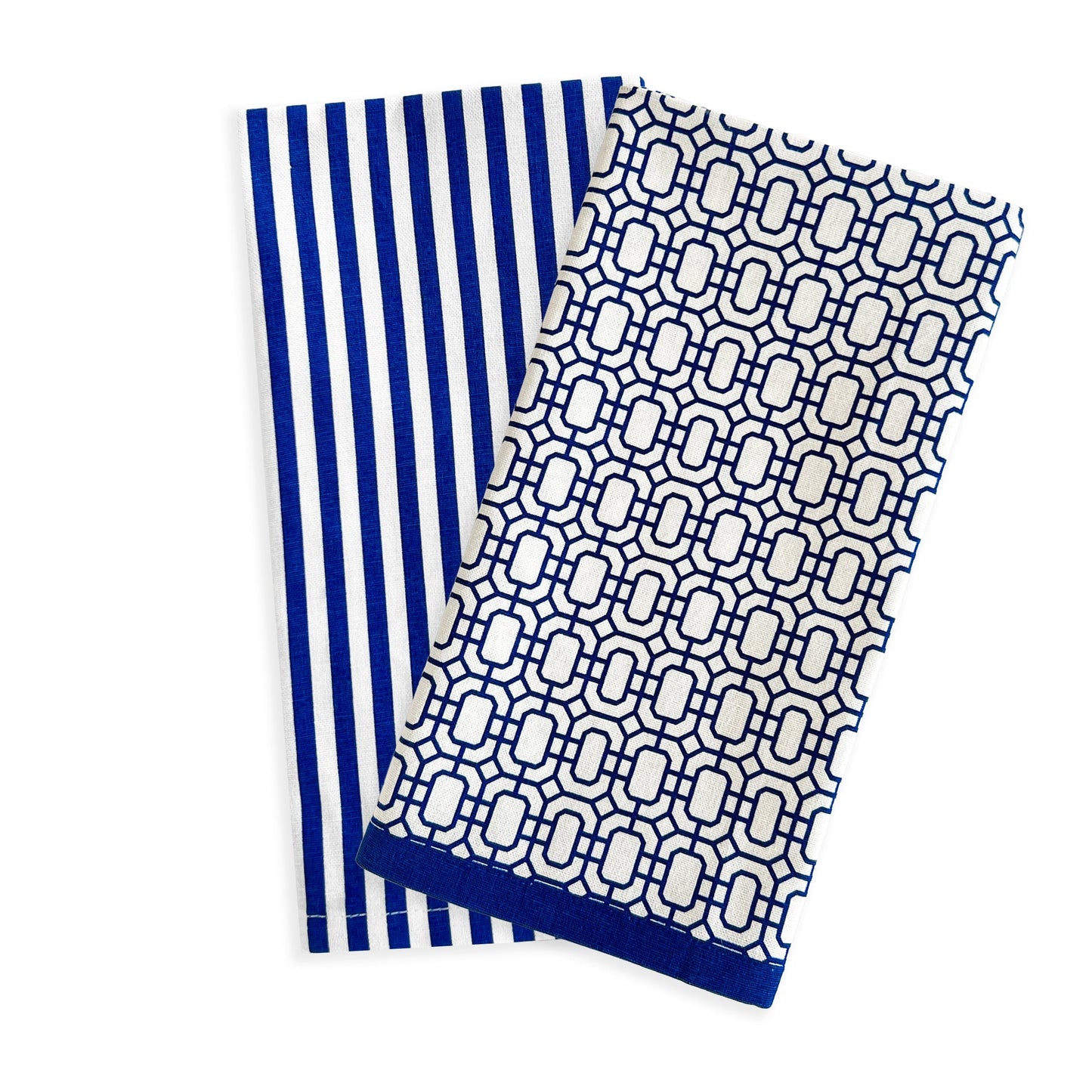 Coastal Kitchen Towels Mixed Set of 2 - Newport Garden Gate and Pinstripe Dish Towels