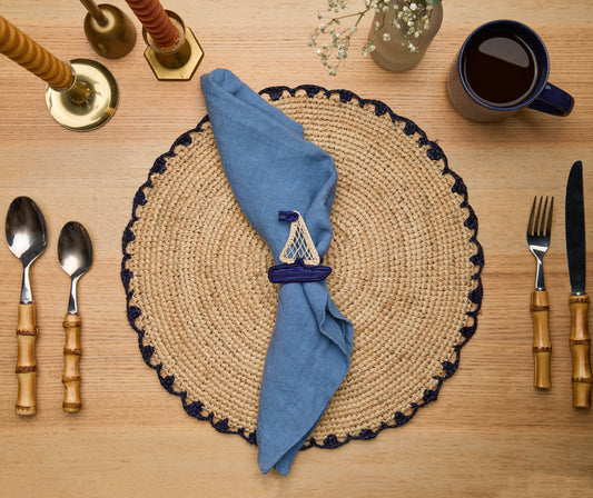 Coastal Sailboat Napkin Ring – 2.75” Handwoven Iraca Palm – Nautical Table Decor from Colombia