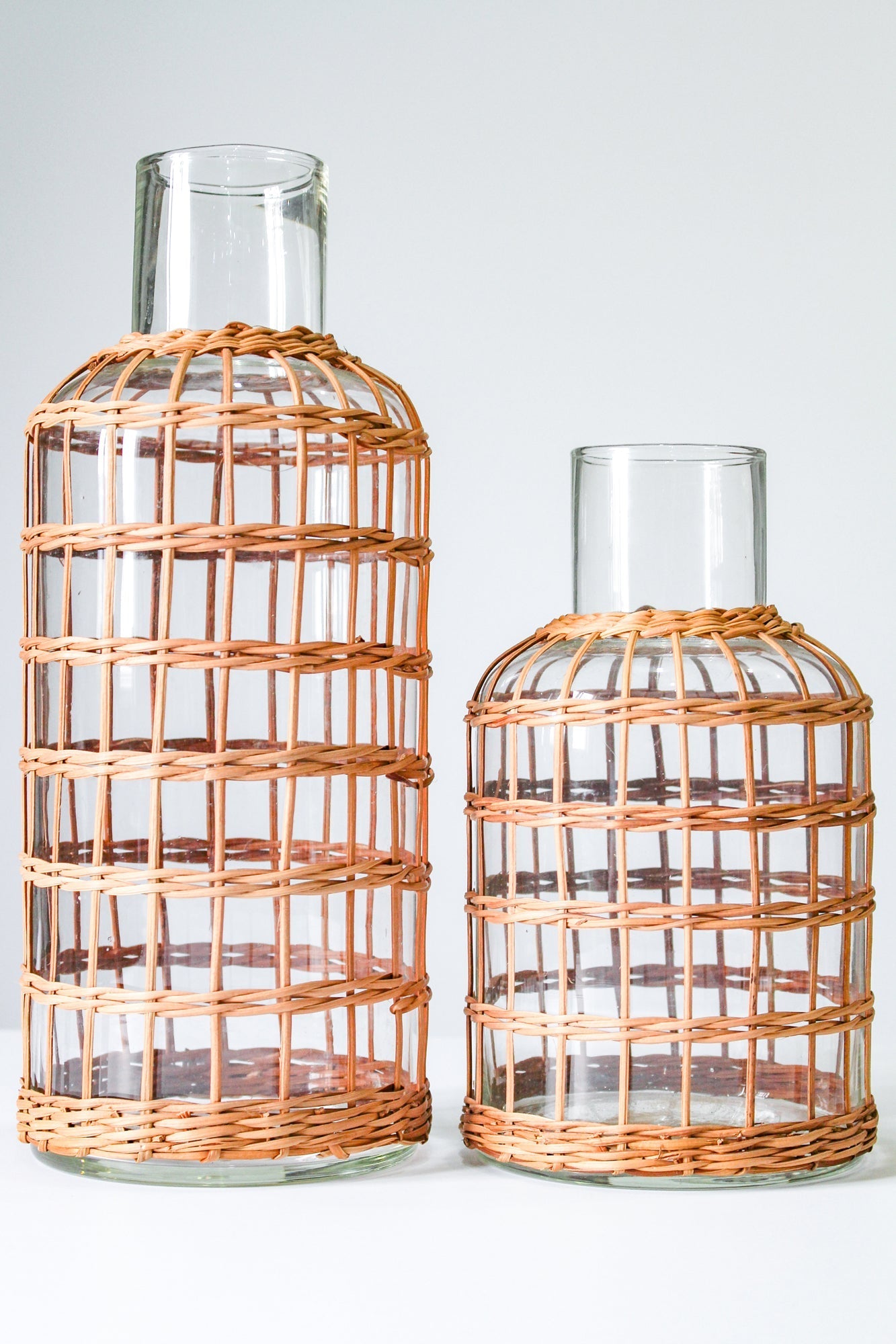 Seagrass Rattan Vase - Coastal Handwoven Seagrass & Rattan Accent Vase, Beach House Decor